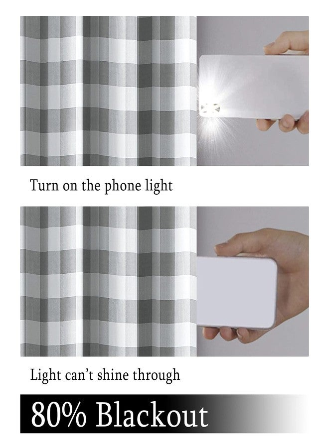 Randall Gray Checkered 80% Blackout 84 Inches Curtain Panels for Laundry Rooms/Bathrooms/Kitchens Room Darkening Farmhouse Window Treatment with Grommet Top Design,2 Panels, 52"x 54", Gray/White - Image 5