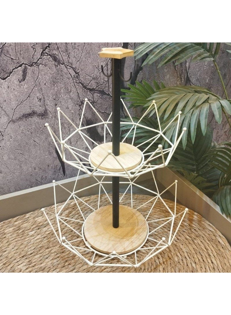 شيالة فاكهه معدن   لتقديم الفاكهه بشكل جميل لضيوفك واسرتك  شياله 2 دورالخامه معدن مجلفن اوف وايت مزوده ب 2 هوك للموز تصميم كريستاله شيك وأنيق  بقاعده خشب في كل دور  بمقبض نجمه خشب  المنتج يأتي مفكك بالكامل  سهل التركيب  منتج مستورد عالي الجوده هديه قيمه جدا من - Image 1