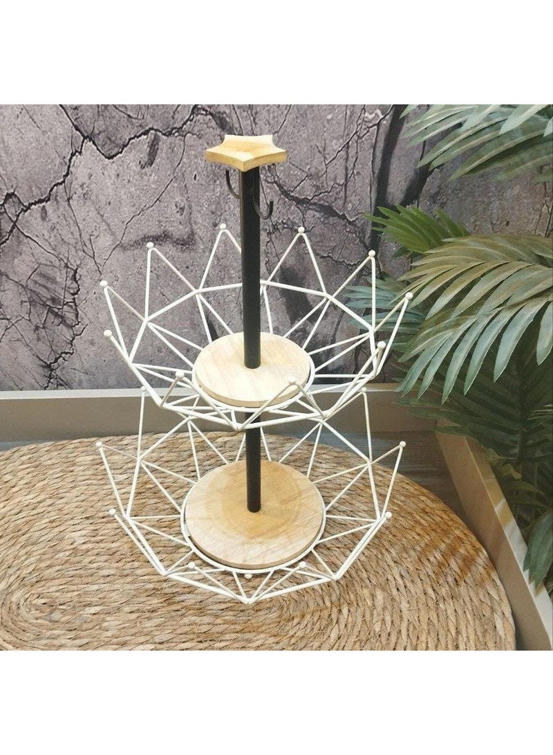 شيالة فاكهه معدن   لتقديم الفاكهه بشكل جميل لضيوفك واسرتك  شياله 2 دورالخامه معدن مجلفن اوف وايت مزوده ب 2 هوك للموز تصميم كريستاله شيك وأنيق  بقاعده خشب في كل دور  بمقبض نجمه خشب  المنتج يأتي مفكك بالكامل  سهل التركيب  منتج مستورد عالي الجوده هديه قيمه جدا من - Image 3