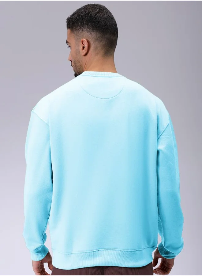 The Indian Garage Co Men Oversized Solid Crew Neck Overhead Sweatshirt