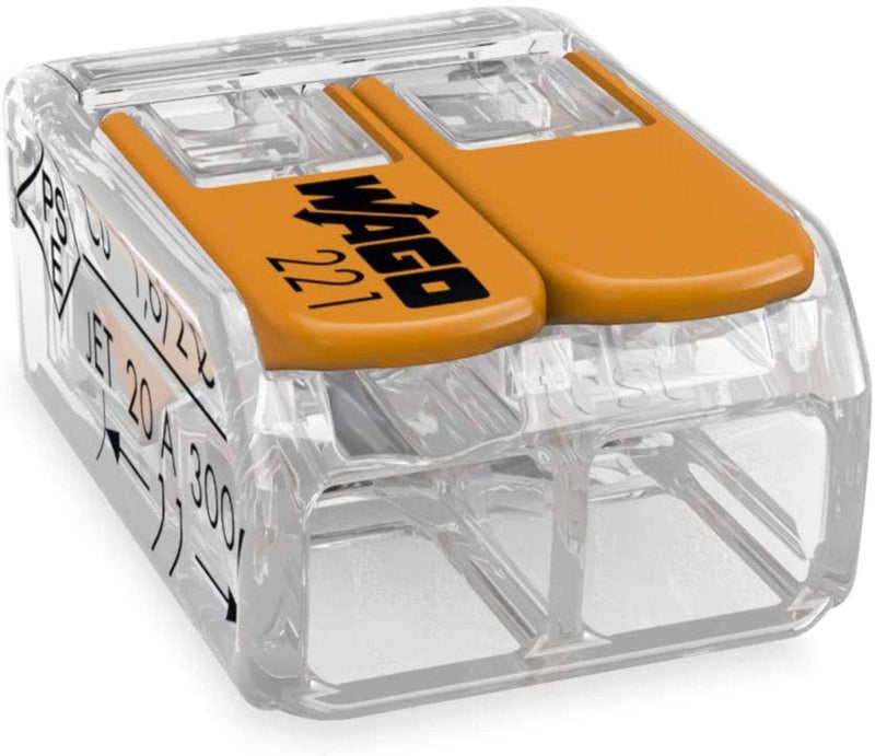 Wago 221-412 | WAGO 4MM² Compact Splicing CONNECTORS, 2-Conductor Connector with Operating LEVERS Transparent - Image 1