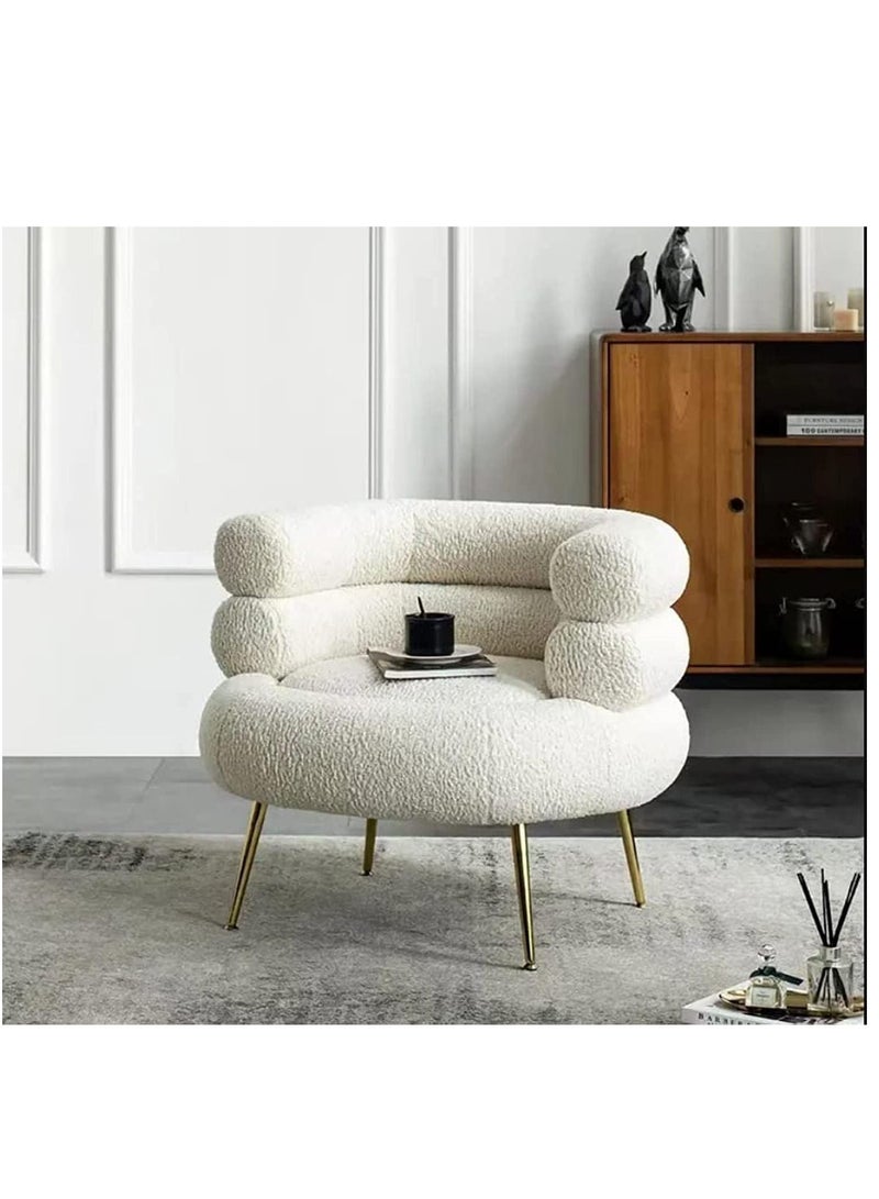 Comfynest Influencer White U Form Channeled Boucle Chair Luxe Home Furniture  - Image 1