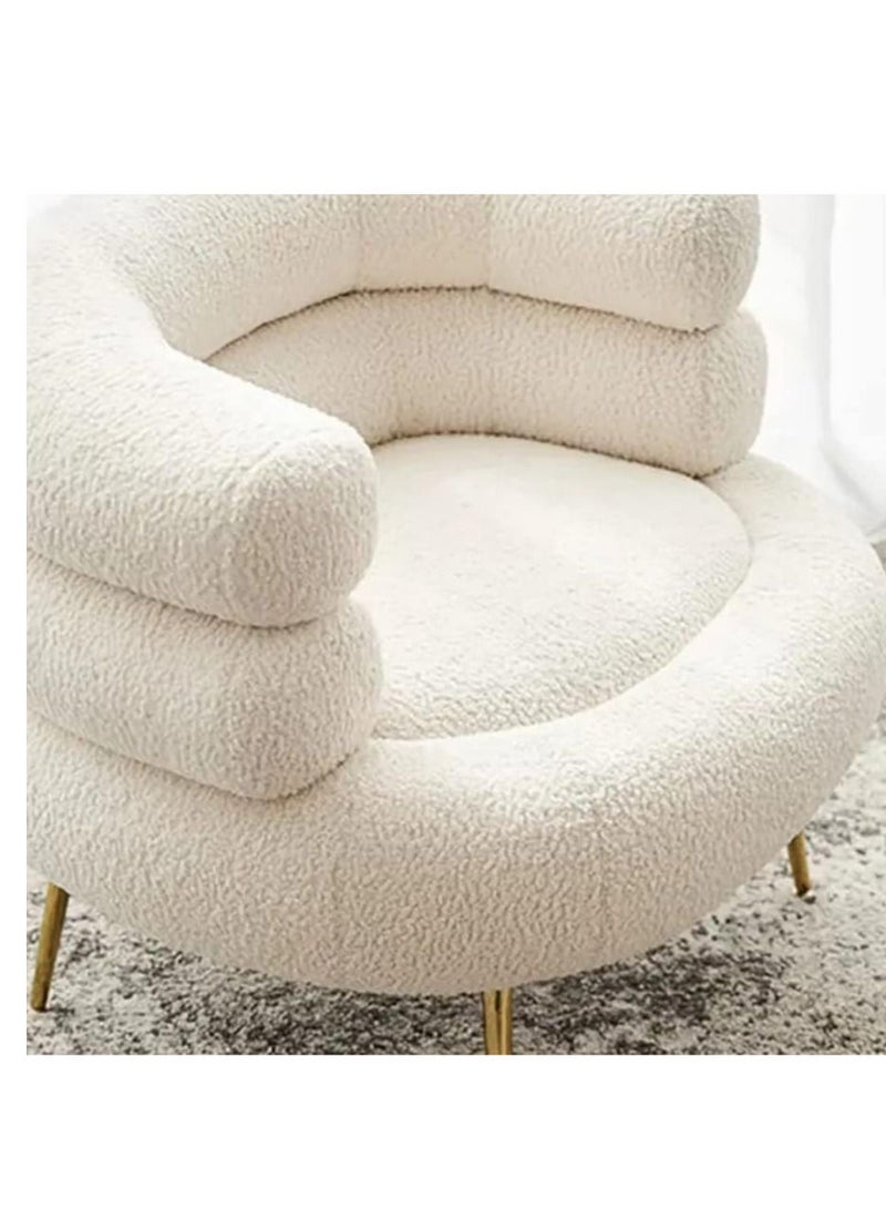 Comfynest Influencer White U Form Channeled Boucle Chair Luxe Home Furniture  - Image 2