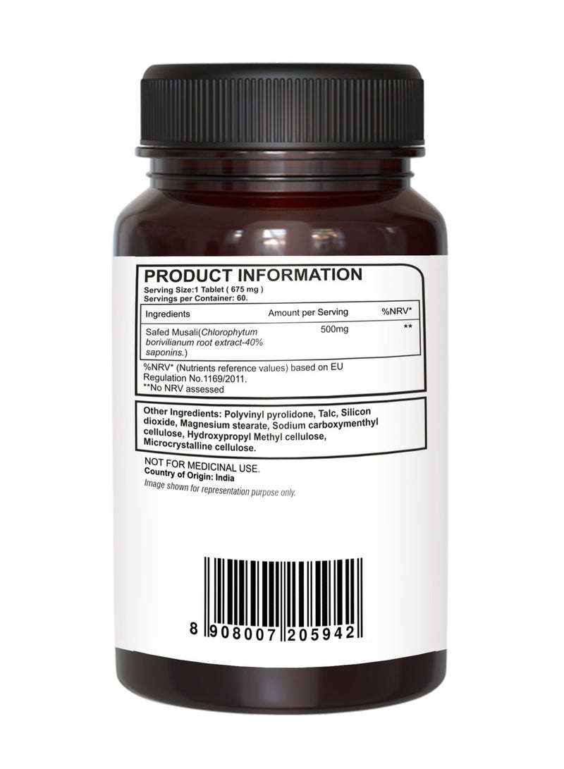 Pure Nutrition Safed Musli Root Extract 500mg Asparagus Adscendens 40 Percent Saponins 60 Veg Tab Non GMO Gluten Free