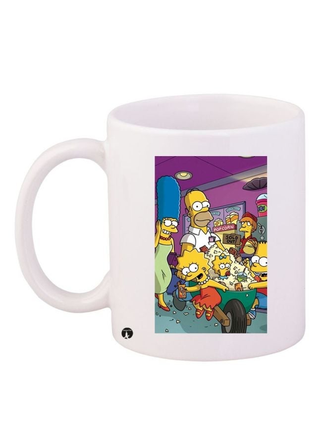 RYN Simpsons Cartoon Printed Coffee Mug Yellow/Purple/Blue 11ounce
