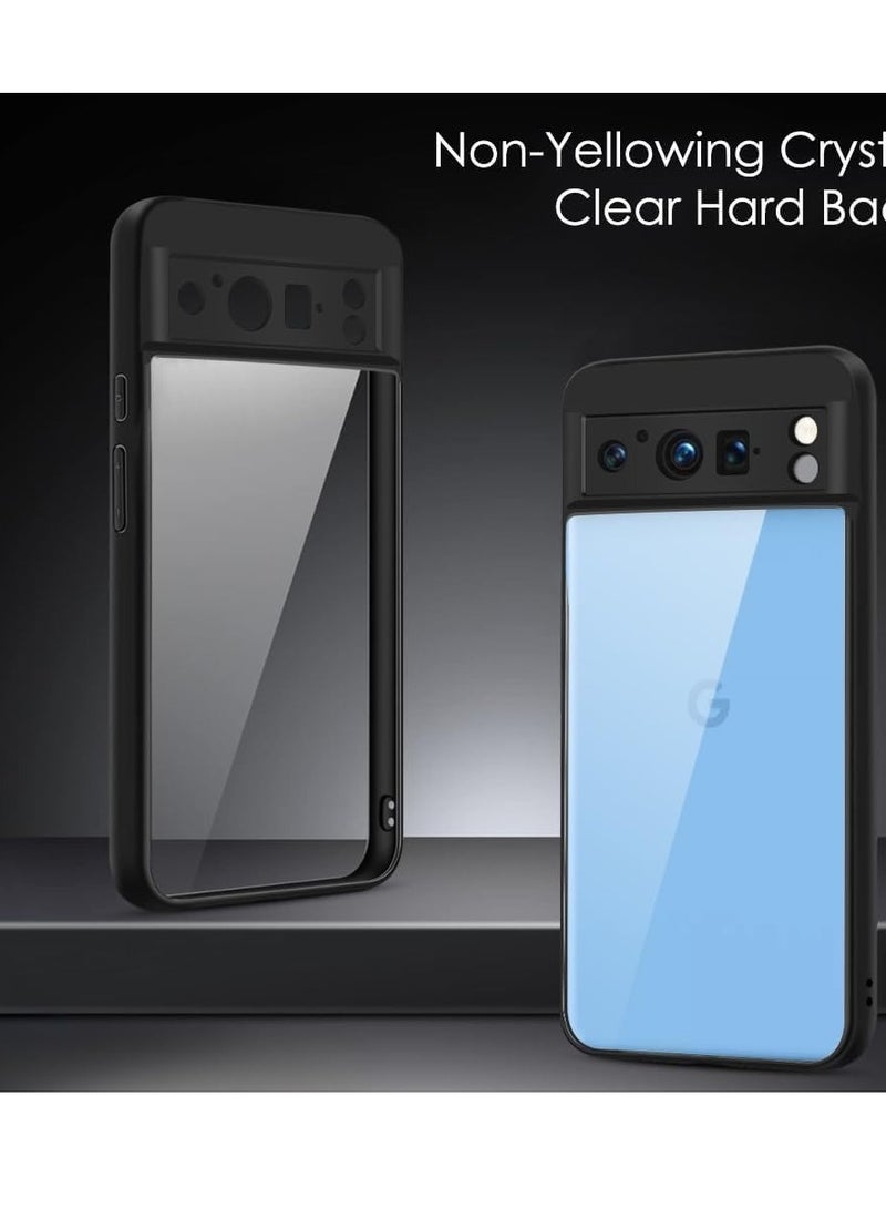 متوافق مع هاتف Google Pixel 9 Pro xl، جراب شفاف ومقاوم للصدمات بدرجة عسكرية ومضاد للاصفرار، جراب هاتف واقٍ نحيف وغطاء كامل من الصدمات مع عدسة كاميرا واقية - أسود - Image 2