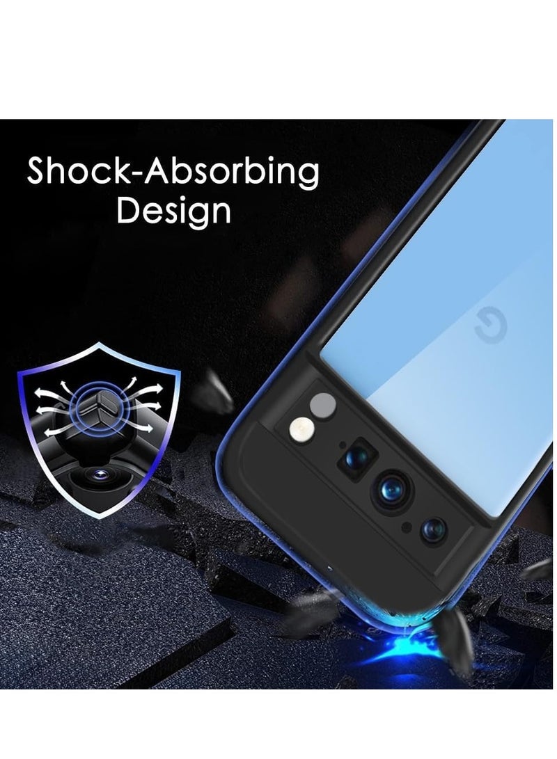 متوافق مع هاتف Google Pixel 9 Pro xl، جراب شفاف ومقاوم للصدمات بدرجة عسكرية ومضاد للاصفرار، جراب هاتف واقٍ نحيف وغطاء كامل من الصدمات مع عدسة كاميرا واقية - أسود - Image 3