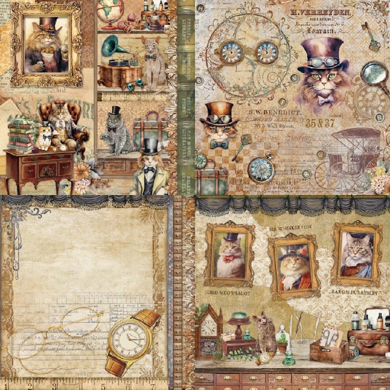 DESEACO 24 Sheets Vintage Cat Scrapbooking Paper Pad 6x6, Decorative Single-Side Craft Paper for Adult Journaling, Card Making, Collage & DIY Scrapbook Projects - Image 2