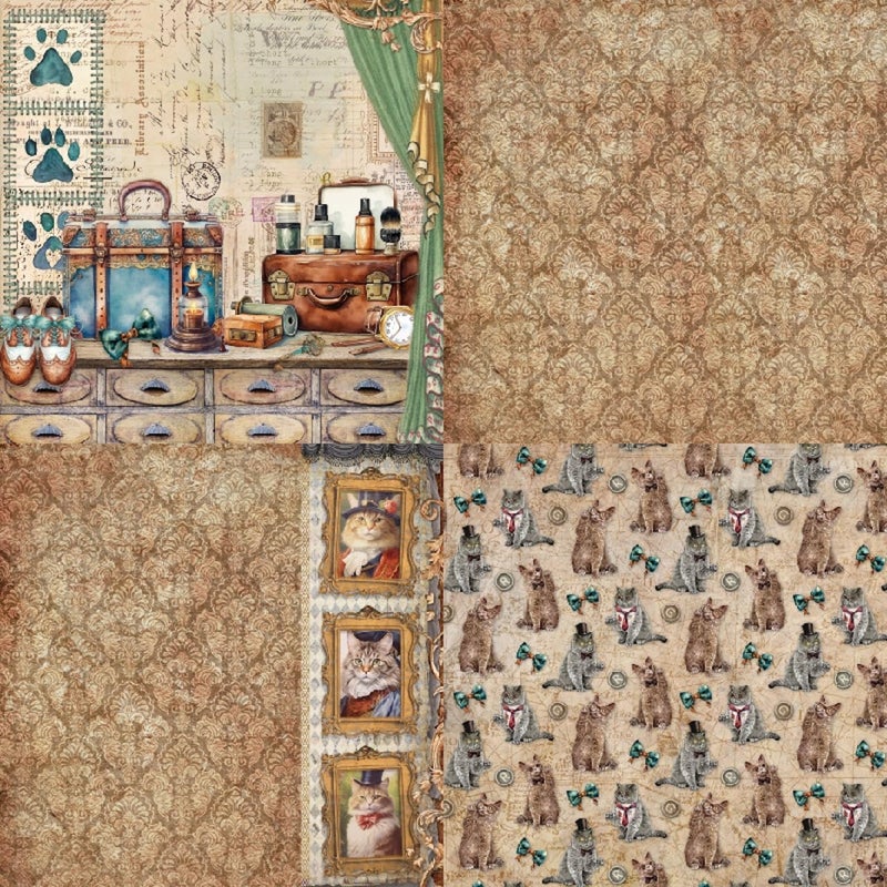 DESEACO 24 Sheets Vintage Cat Scrapbooking Paper Pad 6x6, Decorative Single-Side Craft Paper for Adult Journaling, Card Making, Collage & DIY Scrapbook Projects - Image 4