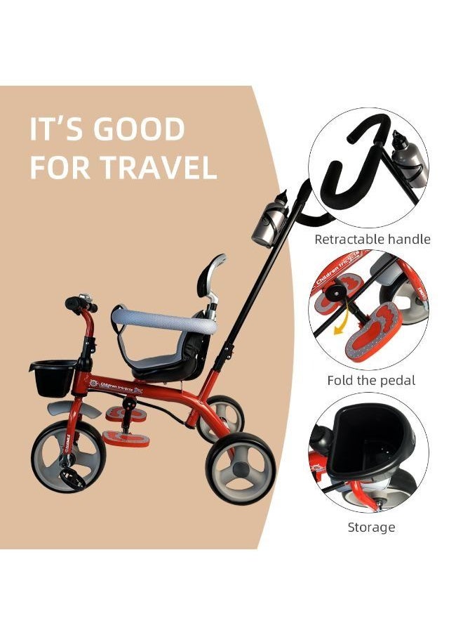 Ride On Tricycle Bike with Push Bar for Kids  - Image 4