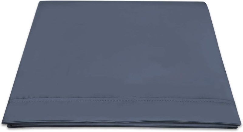 PIZUNA 100% Cotton Flat Bedsheet Double Bed 230x280 cm Dark Blue 1 PC, 400 Thread Count Luxurious Long Staple Cotton Sateen Weave Bed Sheet Dark Blue (ملاءة سرير مسطحة من القطن 100%) - Image 1