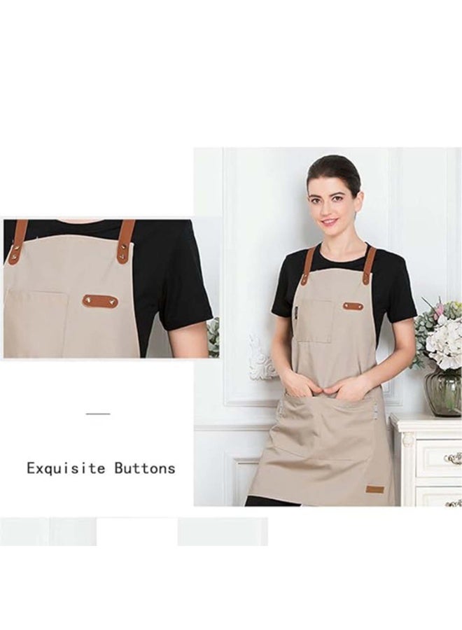 PTTIMFFM Heavy-Duty Canvas Work Apron with Adjustable Cross-Back Straps and Multi-Pocket Tool Storage for Kitchen, Workshop & Garden - Image 3