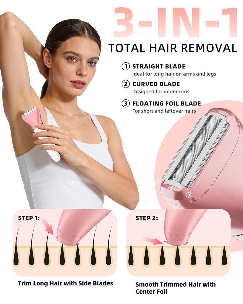 Ufree Electric Shaver Razors for Women Pubic Hair, Bikini Trimmer for Face and Body Hair, Wet & Dry Use Groomer, Hair Trimmer, Birthday Gifts for Women, Gold - Image 3