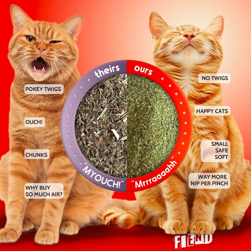 Fiend Catnip for Cats | Enhanced with SilverVine | Safety-Cut Premium Cat Nip with Vegan Silvervine + Sticker | Ultra Potent and Super Soft Catnip Silvervine Blend - Image 2