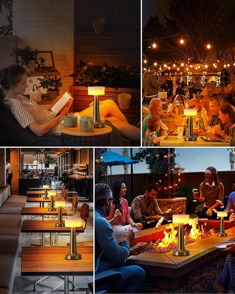 CYMNIX Rechargeable Golden LED Touch Lamp – Cordless Dimmable Table Light with 3 Brightness Levels | Portable Metal Bedside Lamp for Bedroom, Living Room, Café & Restaurant Décor - Image 4
