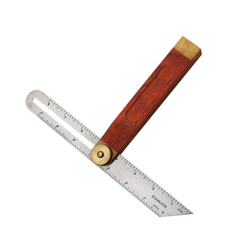 Red Wooden Handle T Bevel Sliding Ruler 9 Inch Stainless Steel Angle Finder Adjustable Multi Angle Measurement Tool For Woodworking Carpentry - Image 2