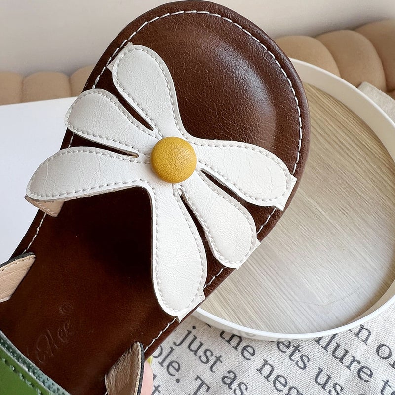 Women'S Korean-Style Sandals Flower Contrast Open Toe Soft Sole Comfortable Girl'S Non-Slip Roman Woven Strap Princess Trendy Shoes - Image 3