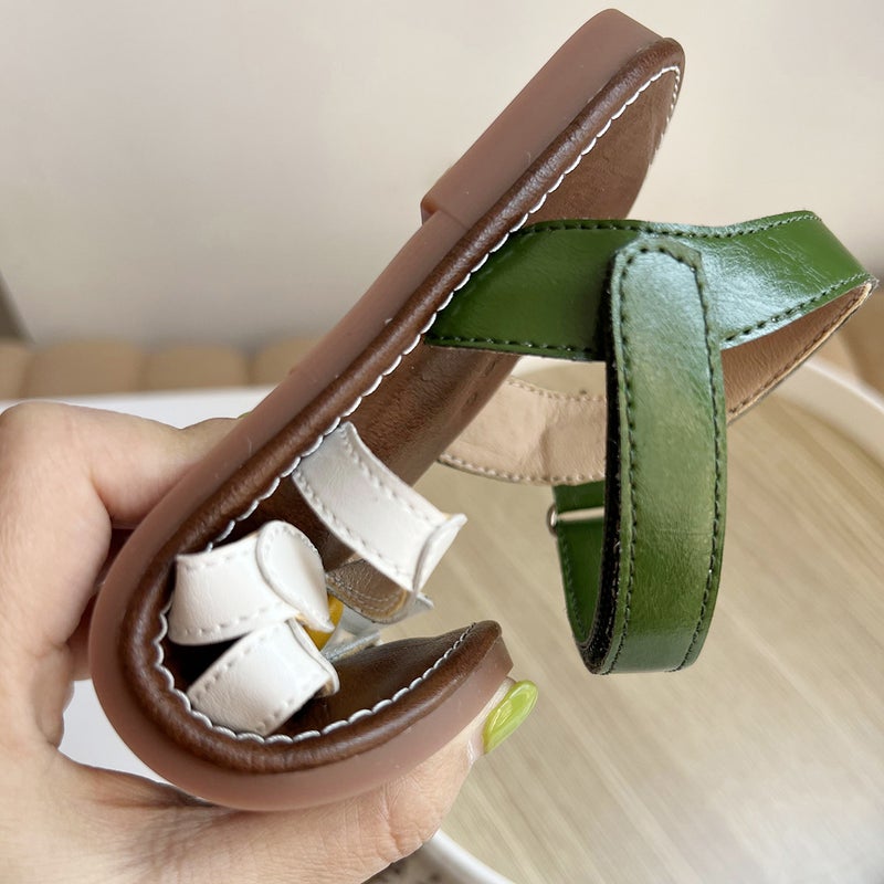 Women'S Korean-Style Sandals Flower Contrast Open Toe Soft Sole Comfortable Girl'S Non-Slip Roman Woven Strap Princess Trendy Shoes - Image 5