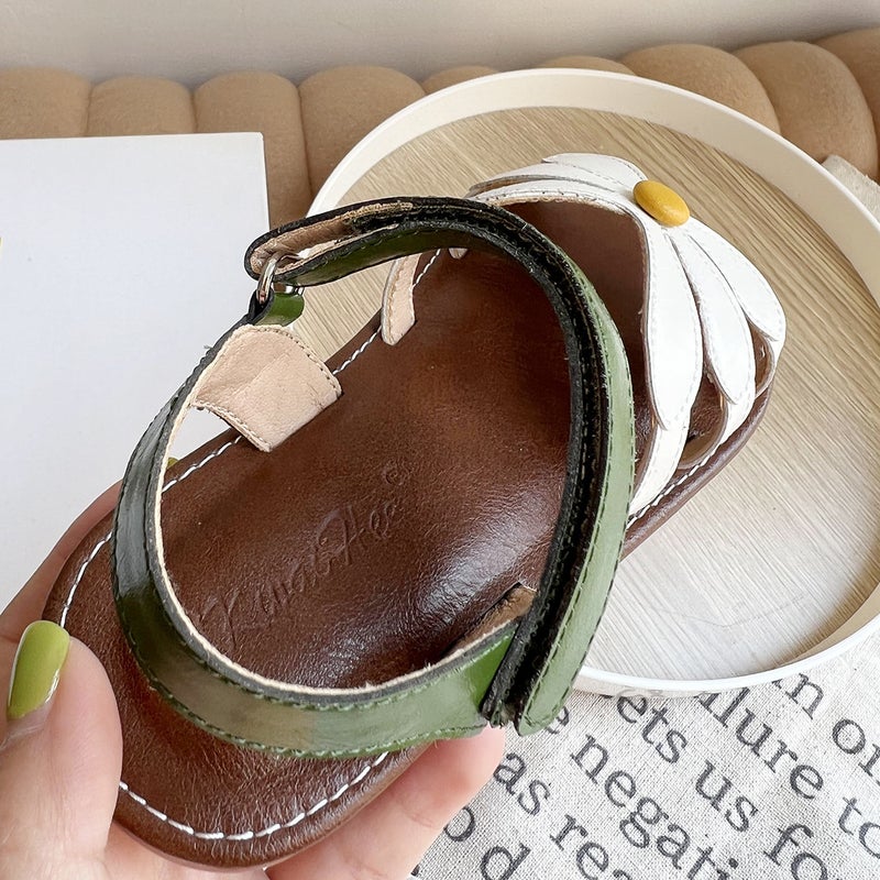 Women'S Korean-Style Sandals Flower Contrast Open Toe Soft Sole Comfortable Girl'S Non-Slip Roman Woven Strap Princess Trendy Shoes - Image 4