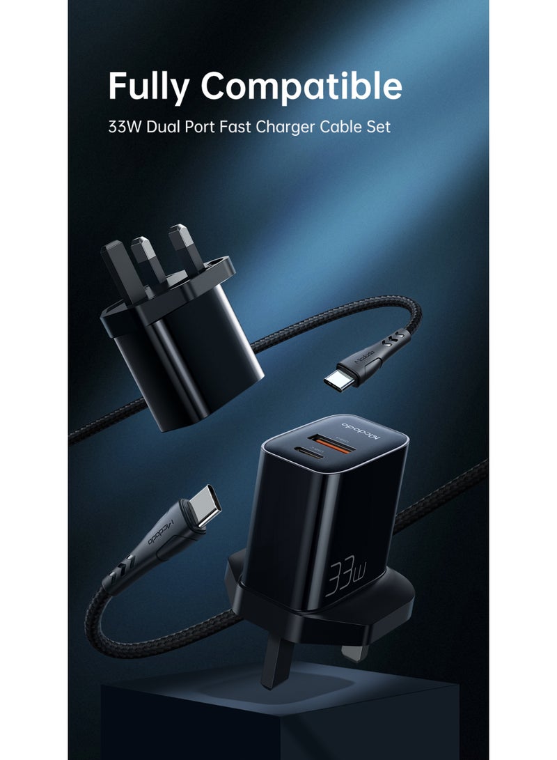 مكدودو Mcdodo مجموعة شاحن سريع 33 واط (PD/PPS، منفذ 1C+1A)، مع كابل USB-C إلى C بقوة 60 واط 1.2 متر - Image 2