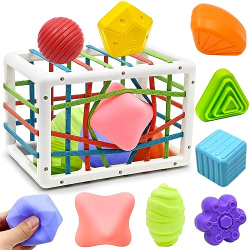 AiTuiTui Baby Sensory Montessori Activity Toys for 1 2 Year Old Boy Girl Early Learning Develop Shape Sorter Cube with Soft Textured Balls for Infants Toddler Birthday or Easter Gifts - Image 1