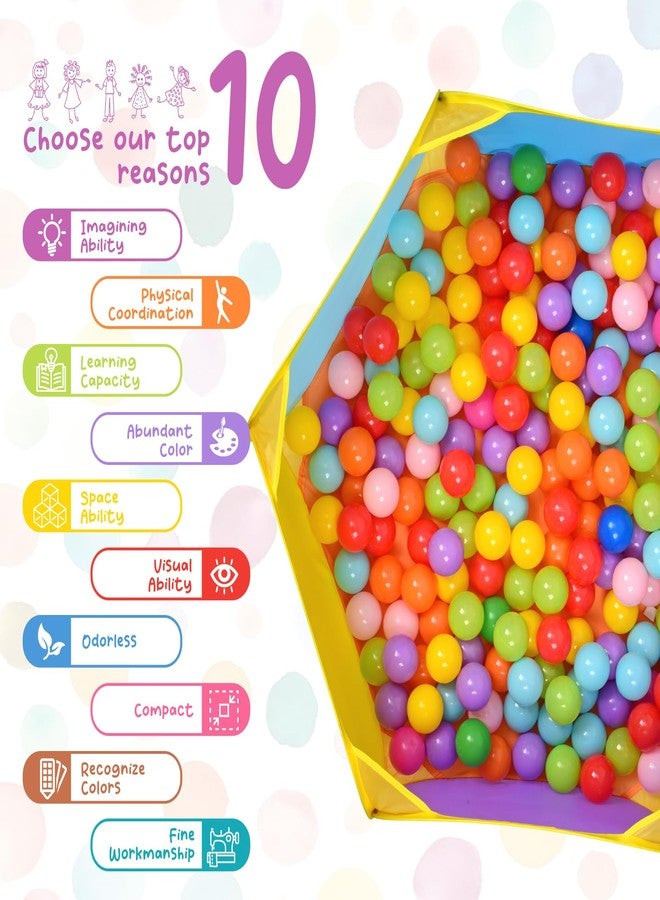 Eocolz Kids Ball Pit Large Pop Up Childrens Ball Pits Tent for Toddlers Playhouse Baby Crawl Playpen with Basketball Hoop and Zipper Storage Bag, Balls Not Included (1M Multicolor) - Image 3