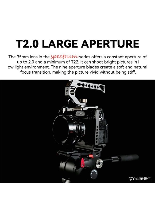 7artisans 35mm T2.0 Large Aperture Full Frame Cine Lens Compatible for Nikon Z-Mount, Manual Focus Low Distortion Cinema Lens Mirrorless Cameras for Nikon Z5 Z6 Z7 Z9 Z50 Z6II Z7II ZFC, Black - Image 2
