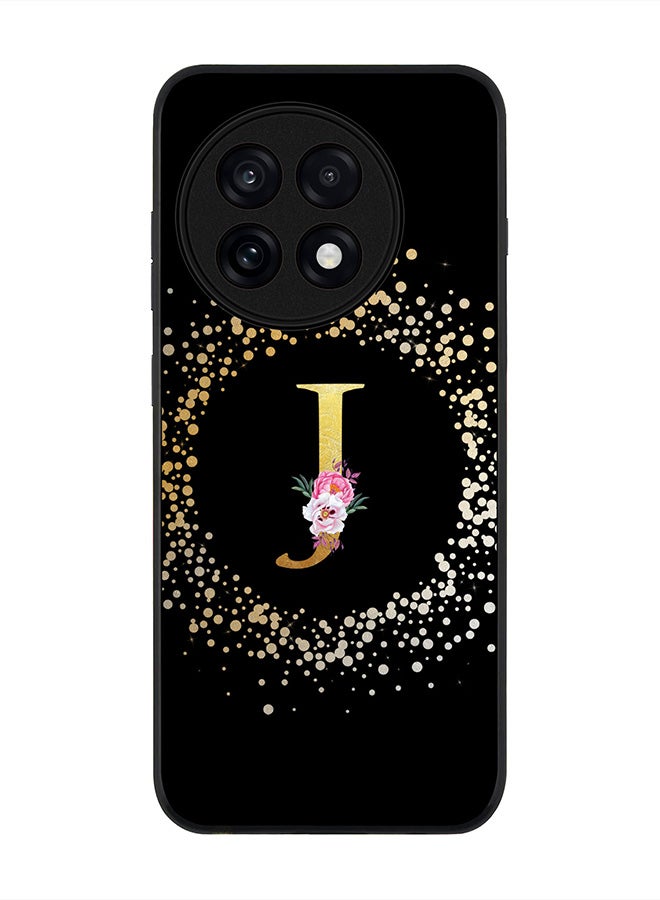 Stylizedd For OnePlus 13R / Ace 5 Pro Case,Slim fit Camera Protection, Shockproof Thin Phone cover  - Custom Monogram Floral - J ( Black )