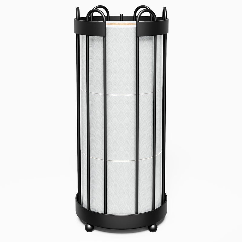 Epicano Toilet Paper Holder Stand  Freestanding Toilet Tissue Organizer  Minimalistic Storage Solution  Holds Mega Rolls-Modern Black - Image 1