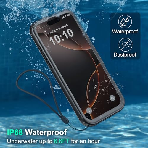 SOKUSIN Magnetic for iPhone 16 Pro Max Case Waterproof - Comaptible with Magsafe, Built in Screen & Lens Protector, Shockproof Drop/Dust Proof Case, Full Body Rugged Cover, 6.9" Black/Frosted Clear - Image 3
