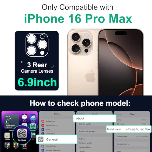 SOKUSIN Magnetic for iPhone 16 Pro Max Case Waterproof - Comaptible with Magsafe, Built in Screen & Lens Protector, Shockproof Drop/Dust Proof Case, Full Body Rugged Cover, 6.9" Black/Frosted Clear - Image 2