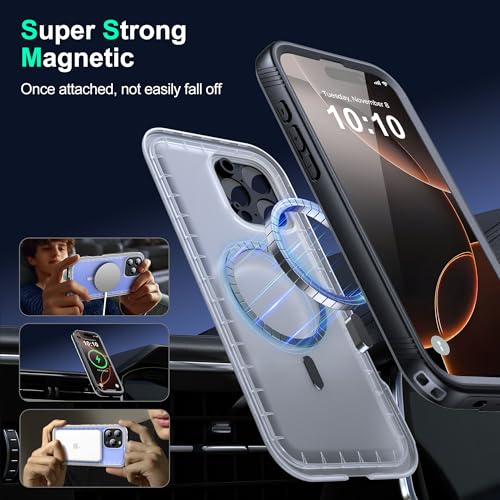 SOKUSIN Magnetic for iPhone 16 Pro Max Case Waterproof - Comaptible with Magsafe, Built in Screen & Lens Protector, Shockproof Drop/Dust Proof Case, Full Body Rugged Cover, 6.9" Black/Frosted Clear - Image 5