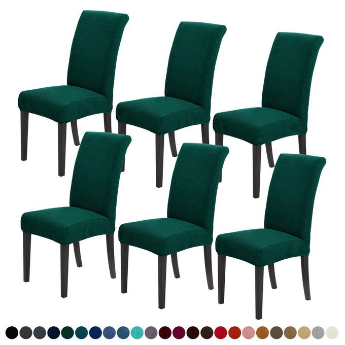 CHAIR COVERS FOR DINING ROOM SET OF 6 DINING CHAIR SLIPCOVERS STRETCH DINING ROOM CHAIR COVERS SEAT PROTECTORWASHABLE PARSONS CHAIR COVER FOR HOMEHOTELBANQUETHUNTER6 PACK