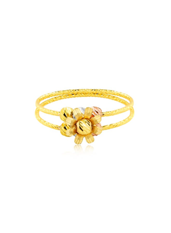 BAFLEH JEWELLERY Celebrate Color in Gold Flower Ball Ring in 3-Tone 22kt Design  - Image 1