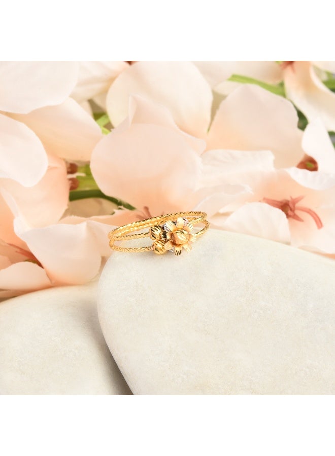BAFLEH JEWELLERY Celebrate Color in Gold Flower Ball Ring in 3-Tone 22kt Design  - Image 3