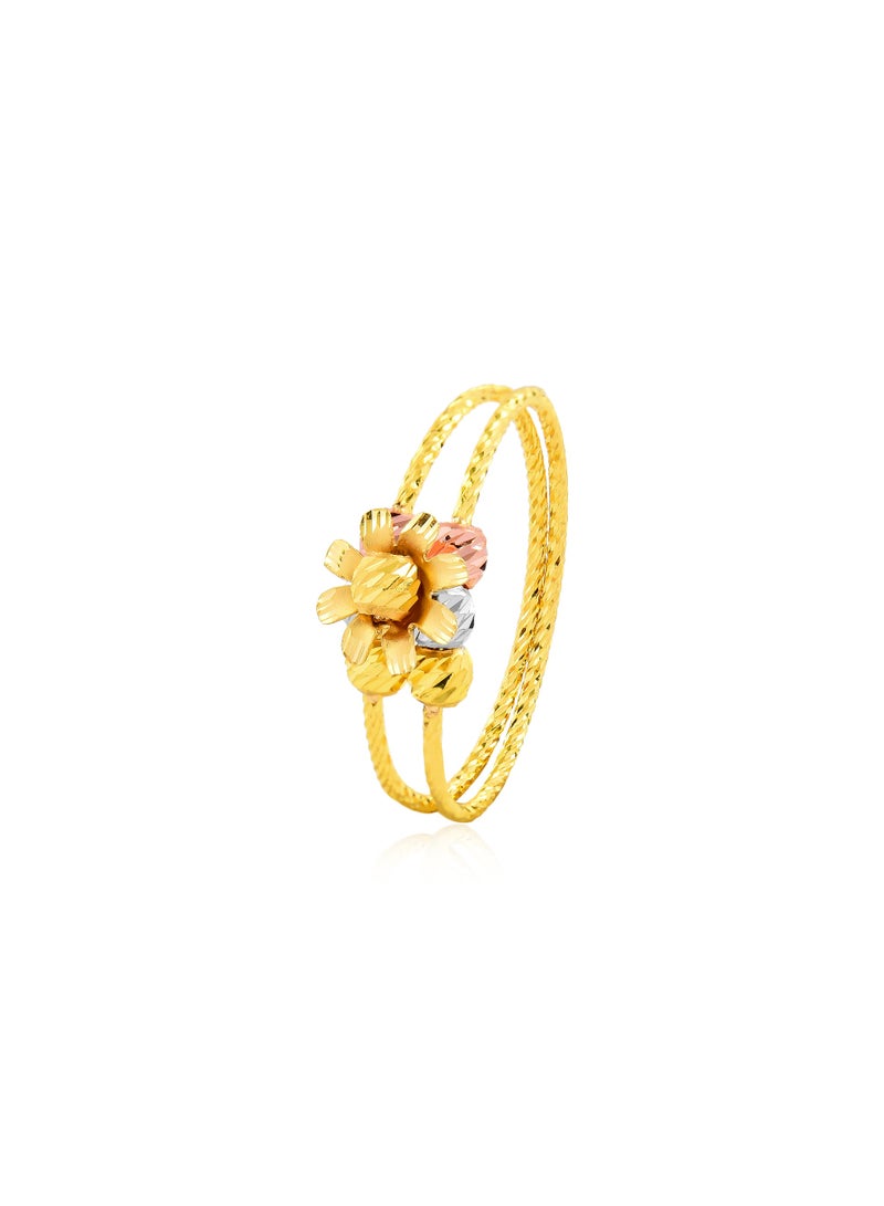 BAFLEH JEWELLERY Celebrate Color in Gold Flower Ball Ring in 3-Tone 22kt Design  - Image 4
