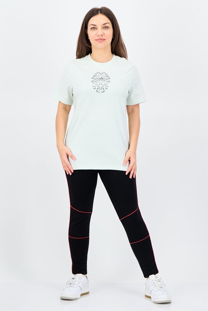 Adidas Women Sportswear Fit Short Sleeve Outdoor T-Shirt, Light Green - Image 4