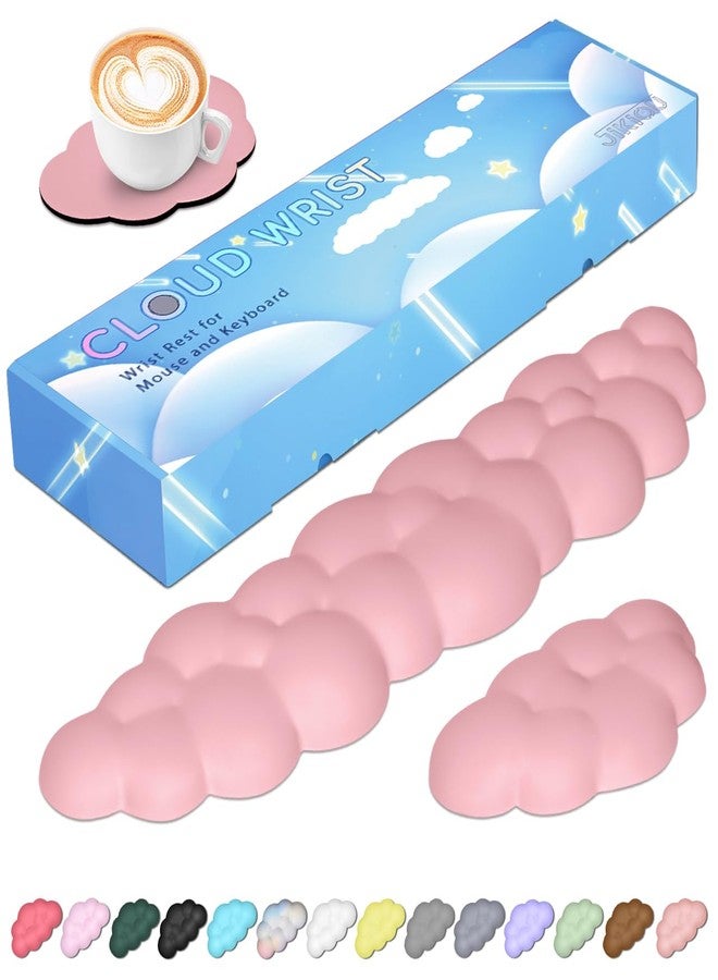 JIKIOU Upgrade Leather Cloud Keyboard Wrist Rest, Cloud Wrist Rest with Non-Slip PU Base, Comfortable Memory Foam Wrist Rest for Computer Laptop Mac Gaming Office and Pain Relief Wish Christmas Gift - Image 1