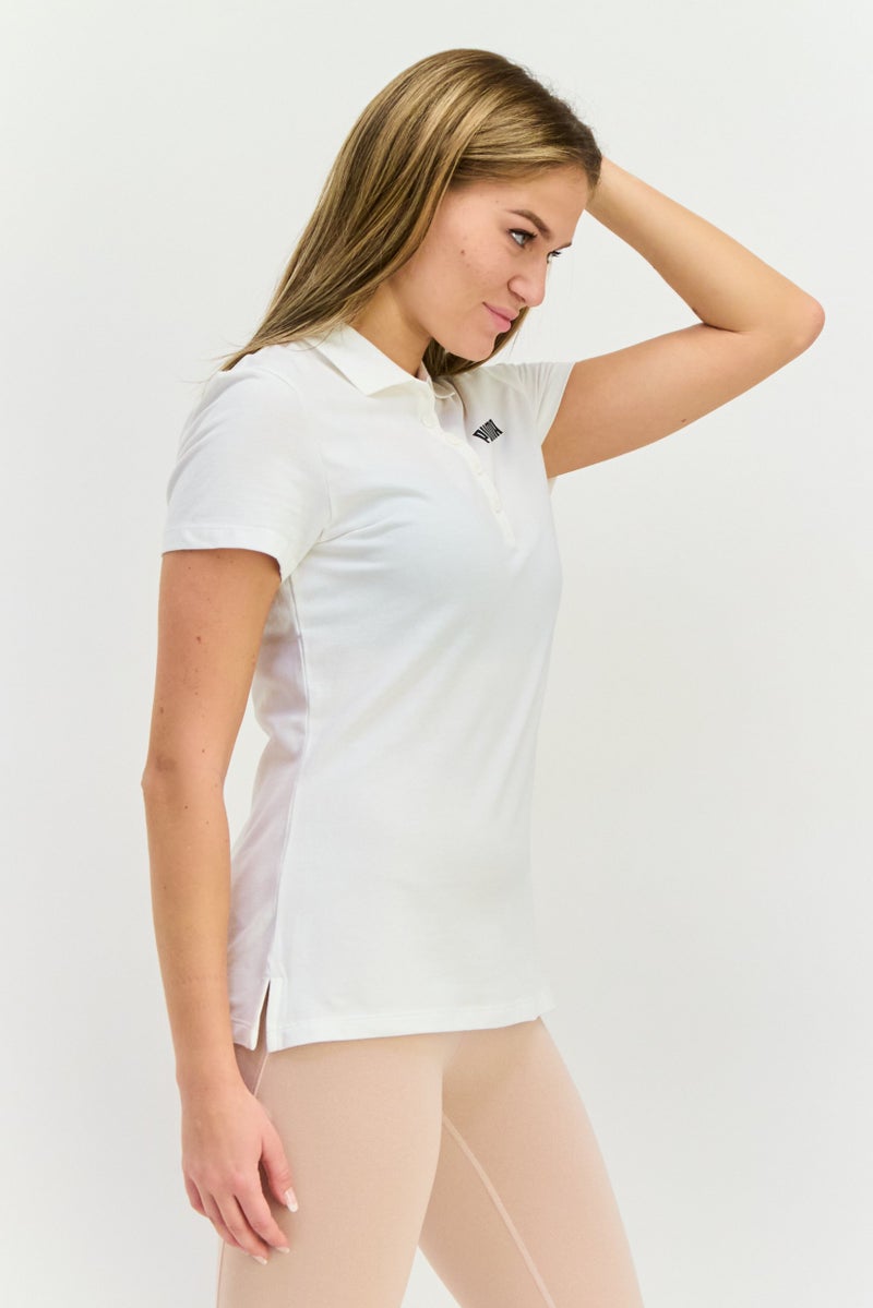 PUMA Women Regular Fit Brand Logo Short Sleeves Outdoor Polo Shirt, White - Image 2