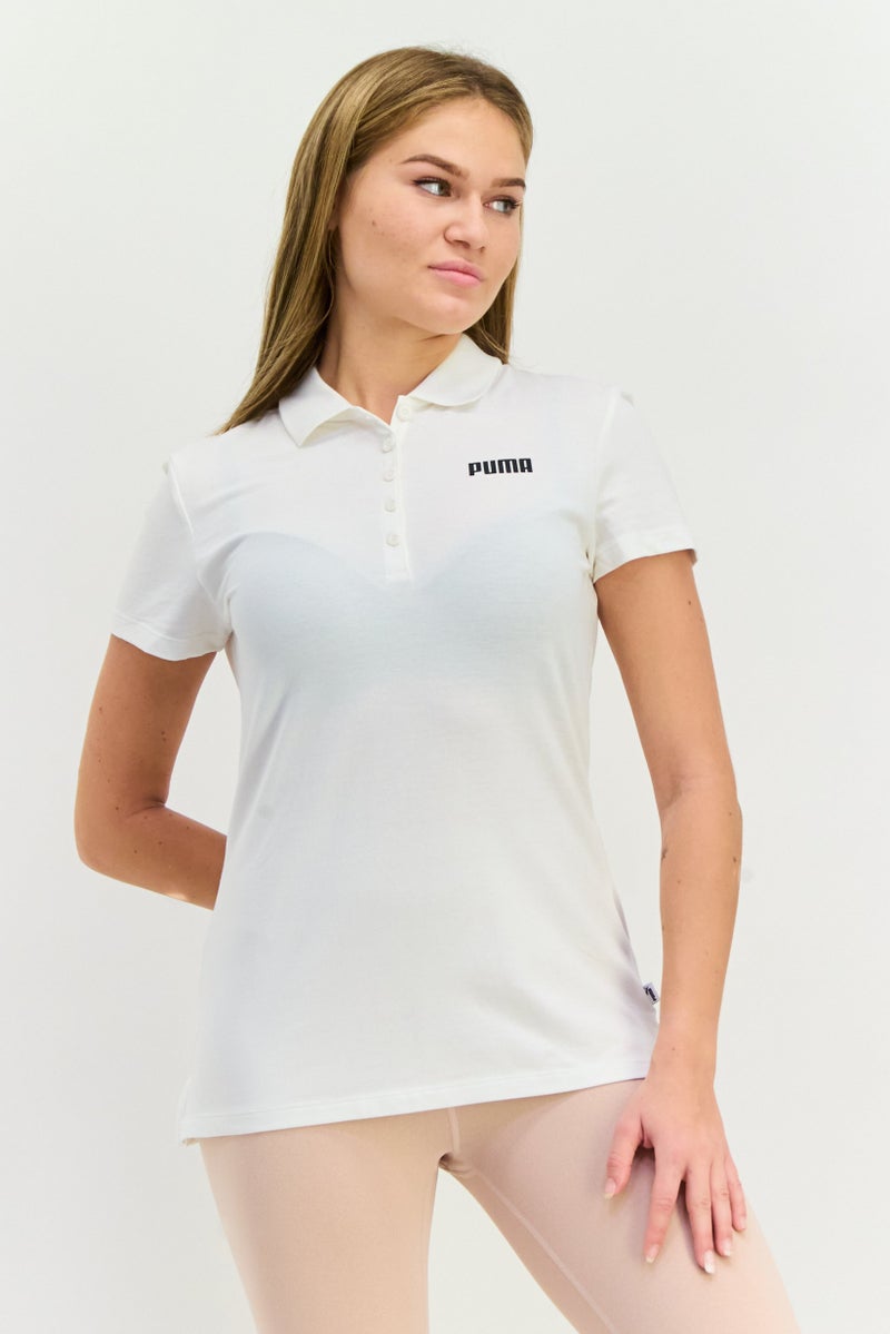 PUMA Women Regular Fit Brand Logo Short Sleeves Outdoor Polo Shirt, White - Image 1