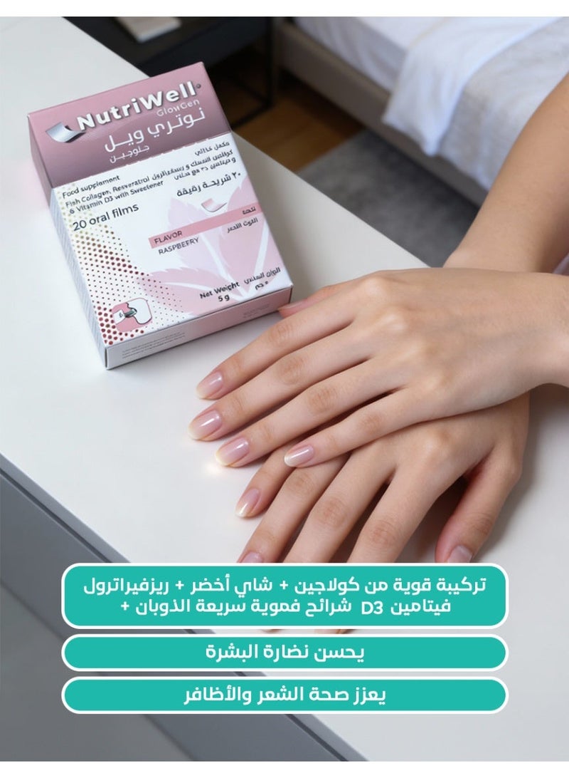 NutriWell GlowGen - Fast-Dissolving Oral Film with Collagen, Green Tea & Resveratrol - Skin Glow Support - Image 2