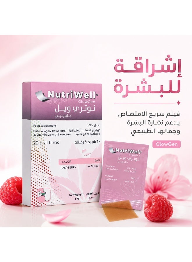 NutriWell GlowGen - Fast-Dissolving Oral Film with Collagen, Green Tea & Resveratrol - Skin Glow Support - Image 1