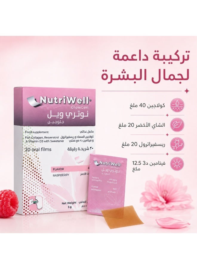 NutriWell GlowGen - Fast-Dissolving Oral Film with Collagen, Green Tea & Resveratrol - Skin Glow Support - Image 2