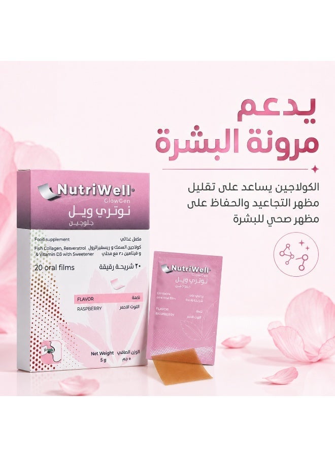 NutriWell GlowGen - Fast-Dissolving Oral Film with Collagen, Green Tea & Resveratrol - Skin Glow Support - Image 3