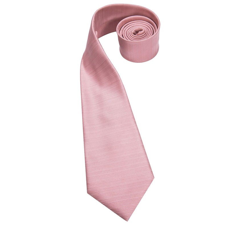 Dubulle Mens Paisley Striped Tie Silk Mens Necktie and PocketSquare Cufflinks Set Wedding Fomral Party,Blush Rose Gold - Image 4