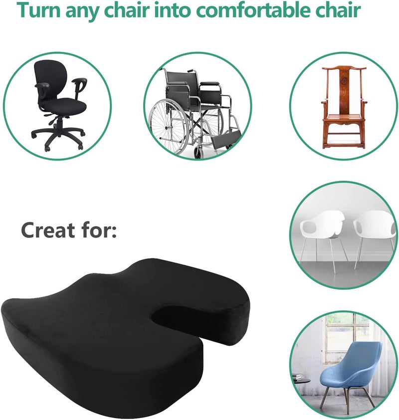JY Orthopedic Memory Foam Coccyx Cushion for Office Chair Car Memory Foam Hip Cushions Comfort Butt Pad for Relief Pressure in Office Ergonomic Cushion for Wheelchair Travel Airplane Sittinhg in black - Image 4