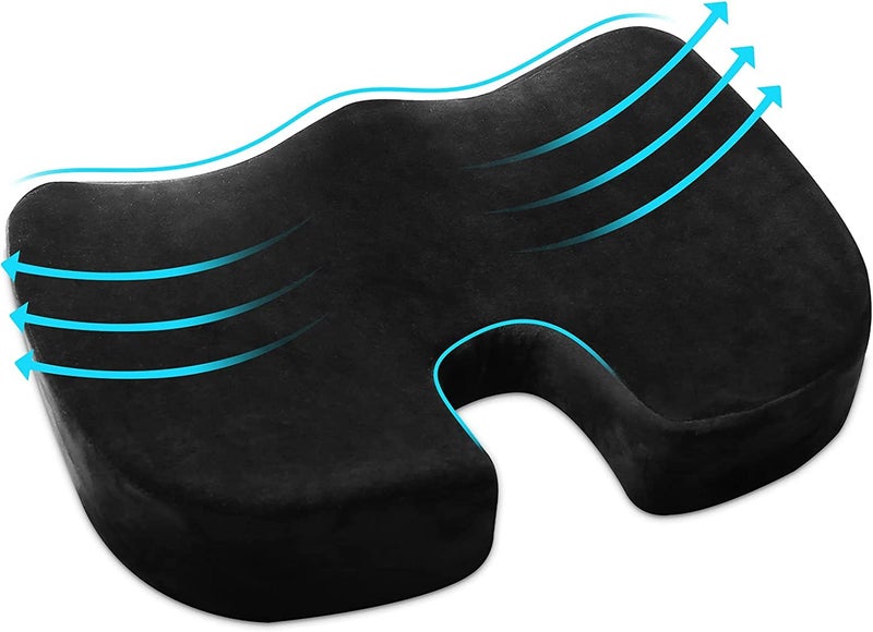 JY Orthopedic Memory Foam Coccyx Cushion for Office Chair Car Memory Foam Hip Cushions Comfort Butt Pad for Relief Pressure in Office Ergonomic Cushion for Wheelchair Travel Airplane Sittinhg in black - Image 3