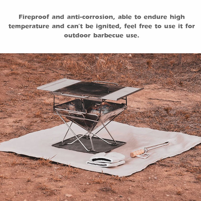 Fiberglass Fireproof Cloth Multifunctional Mat Practical Fire Pad for Outdoor Picnic Barbecue - Image 3