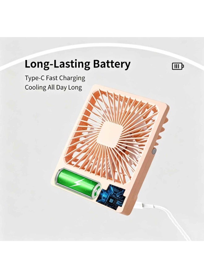 مروحة مكتب محمولة، 4 رقع تبريد مجانية، مروحة صغيرة قابلة لإعادة الشحن عبر USB مع شاشة LED، 5 سرعات، مروحة شخصية قابلة للطي للمكتب والمنزل هدية للسفر للنساء - Image 2