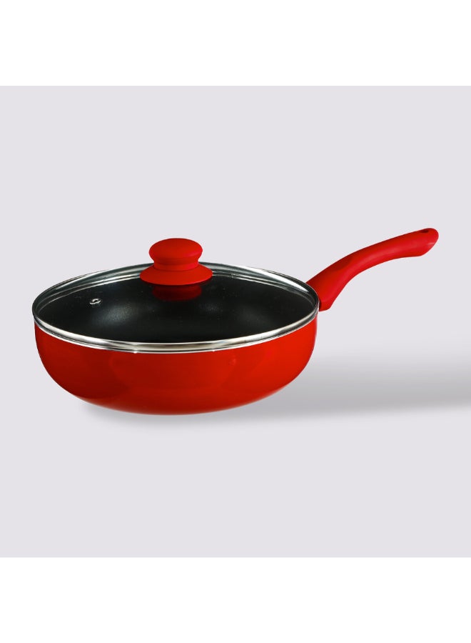 Five Simply Smart Essentielle Aluminum Induction Saute Pan with Lid Red and Black 24 cm 128850 - Image 1